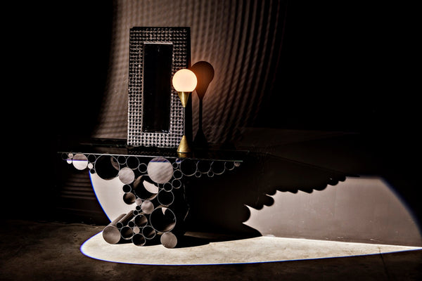 Noir Faustus Mirror - Artisan-Carved Charcoal Black Wall Art for Modern Living Spaces & Entryways AE-153CHB