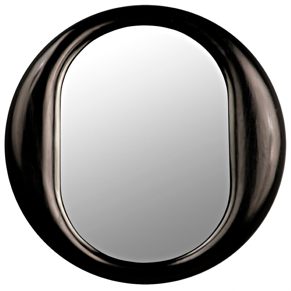 Noir Oh Mirror, Oversized Charcoal Black Wall Mirror - Hand-Carved Wood Frame for Contemporary Elegance AE-154CHB