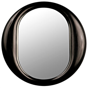 Noir Oh Mirror, Oversized Charcoal Black Wall Mirror - Hand-Carved Wood Frame for Contemporary Elegance AE-154CHB