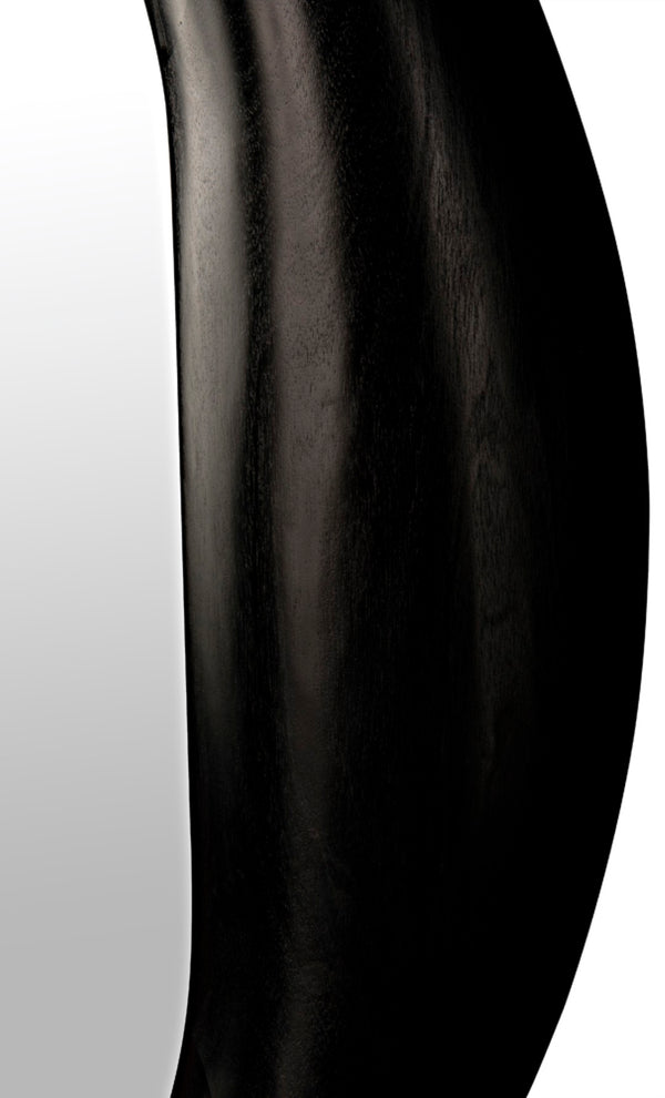 Noir Oh Mirror, Oversized Charcoal Black Wall Mirror - Hand-Carved Wood Frame for Contemporary Elegance AE-154CHB