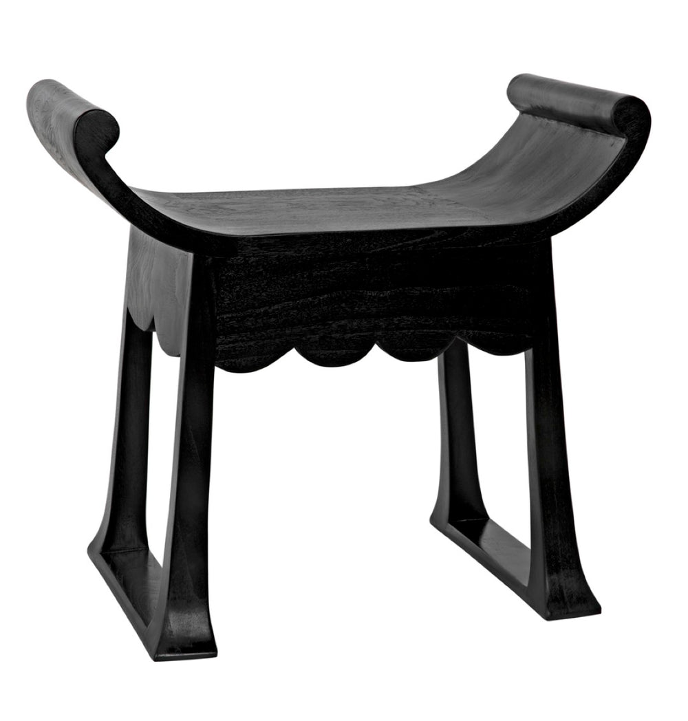 Noir Wey Handcrafted Accent Stool in Charcoal Black – Versatile Asian-Inspired Design for Modern Spaces AE-169CHB