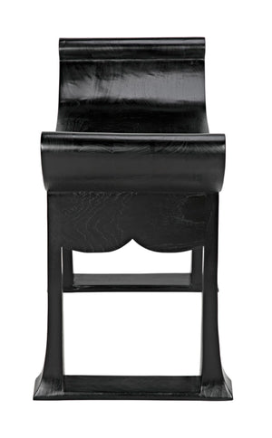 Noir Wey Handcrafted Accent Stool in Charcoal Black – Versatile Asian-Inspired Design for Modern Spaces AE-169CHB