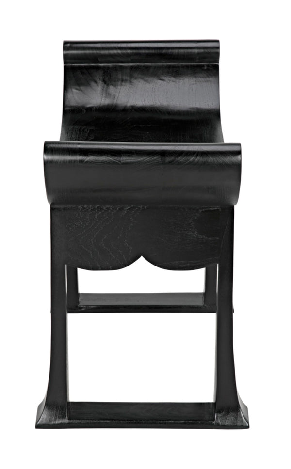 Noir Wey Handcrafted Accent Stool in Charcoal Black – Versatile Asian-Inspired Design for Modern Spaces AE-169CHB