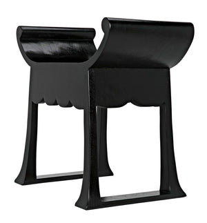 Noir Wey Handcrafted Accent Stool in Charcoal Black – Versatile Asian-Inspired Design for Modern Spaces AE-169CHB