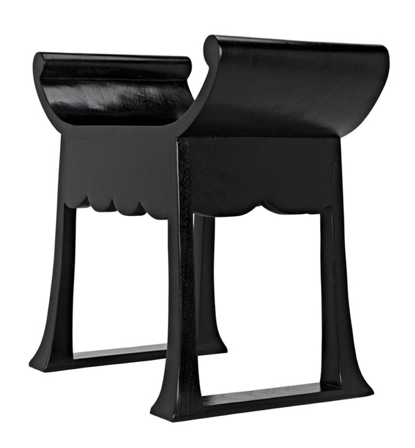 Noir Wey Handcrafted Accent Stool in Charcoal Black – Versatile Asian-Inspired Design for Modern Spaces AE-169CHB