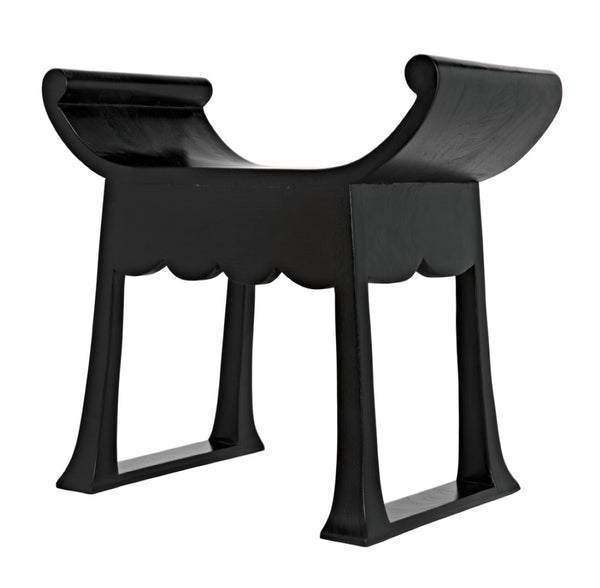 Noir Wey Handcrafted Accent Stool in Charcoal Black – Versatile Asian-Inspired Design for Modern Spaces AE-169CHB