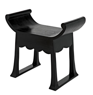 Noir Wey Handcrafted Accent Stool in Charcoal Black – Versatile Asian-Inspired Design for Modern Spaces AE-169CHB
