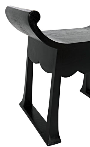 Noir Wey Handcrafted Accent Stool in Charcoal Black – Versatile Asian-Inspired Design for Modern Spaces AE-169CHB