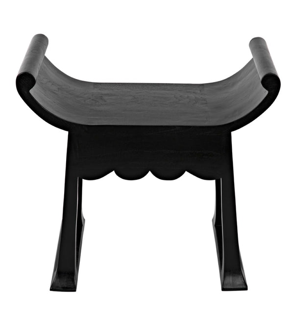 Noir Wey Handcrafted Accent Stool in Charcoal Black – Versatile Asian-Inspired Design for Modern Spaces AE-169CHB