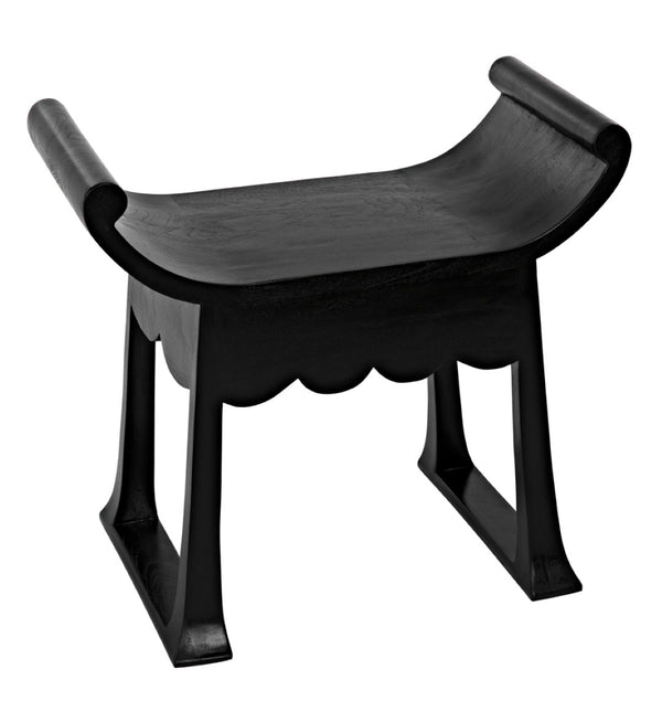 Noir Wey Handcrafted Accent Stool in Charcoal Black – Versatile Asian-Inspired Design for Modern Spaces AE-169CHB