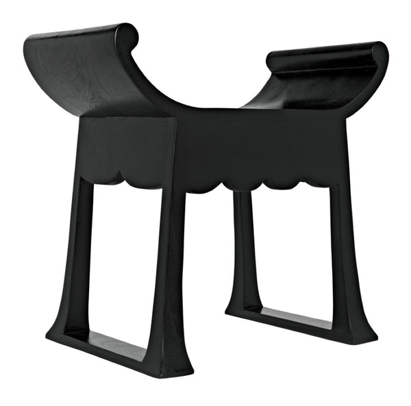 Noir Wey Handcrafted Accent Stool in Charcoal Black – Versatile Asian-Inspired Design for Modern Spaces AE-169CHB