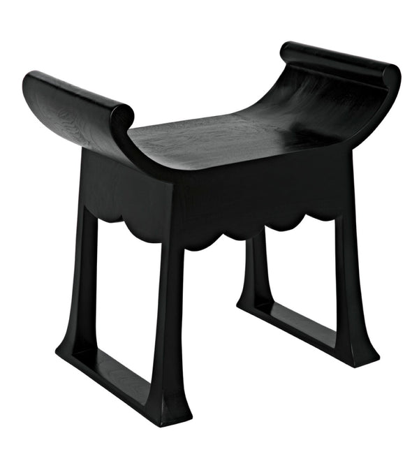 Noir Wey Handcrafted Accent Stool in Charcoal Black – Versatile Asian-Inspired Design for Modern Spaces AE-169CHB