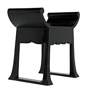 Noir Wey Handcrafted Accent Stool in Charcoal Black – Versatile Asian-Inspired Design for Modern Spaces AE-169CHB