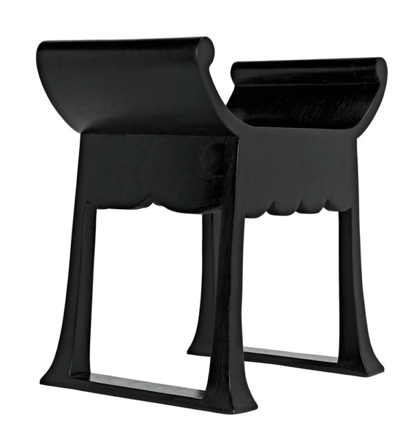 Noir Wey Handcrafted Accent Stool in Charcoal Black – Versatile Asian-Inspired Design for Modern Spaces AE-169CHB