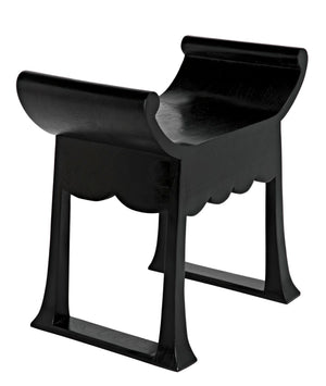 Noir Wey Handcrafted Accent Stool in Charcoal Black – Versatile Asian-Inspired Design for Modern Spaces AE-169CHB