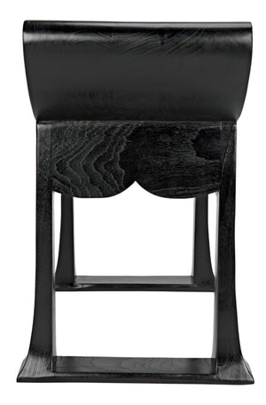 Noir Wey Handcrafted Accent Stool in Charcoal Black – Versatile Asian-Inspired Design for Modern Spaces AE-169CHB