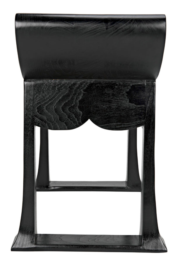 Noir Wey Handcrafted Accent Stool in Charcoal Black – Versatile Asian-Inspired Design for Modern Spaces AE-169CHB