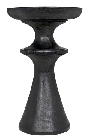 Noir Nolan Minimalist Side Table - Handcrafted Munggur Wood with Burnt Black Finish for Versatile Decor AE-185BB