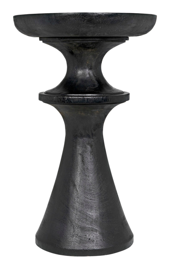 Noir Nolan Minimalist Side Table - Handcrafted Munggur Wood with Burnt Black Finish for Versatile Decor AE-185BB