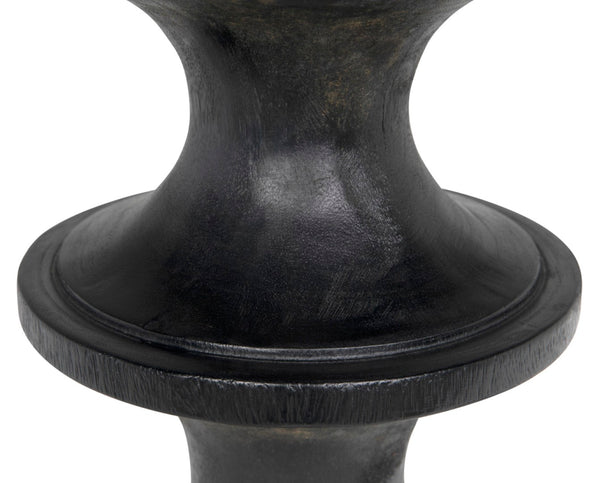 Noir Nolan Minimalist Side Table - Handcrafted Munggur Wood with Burnt Black Finish for Versatile Decor AE-185BB