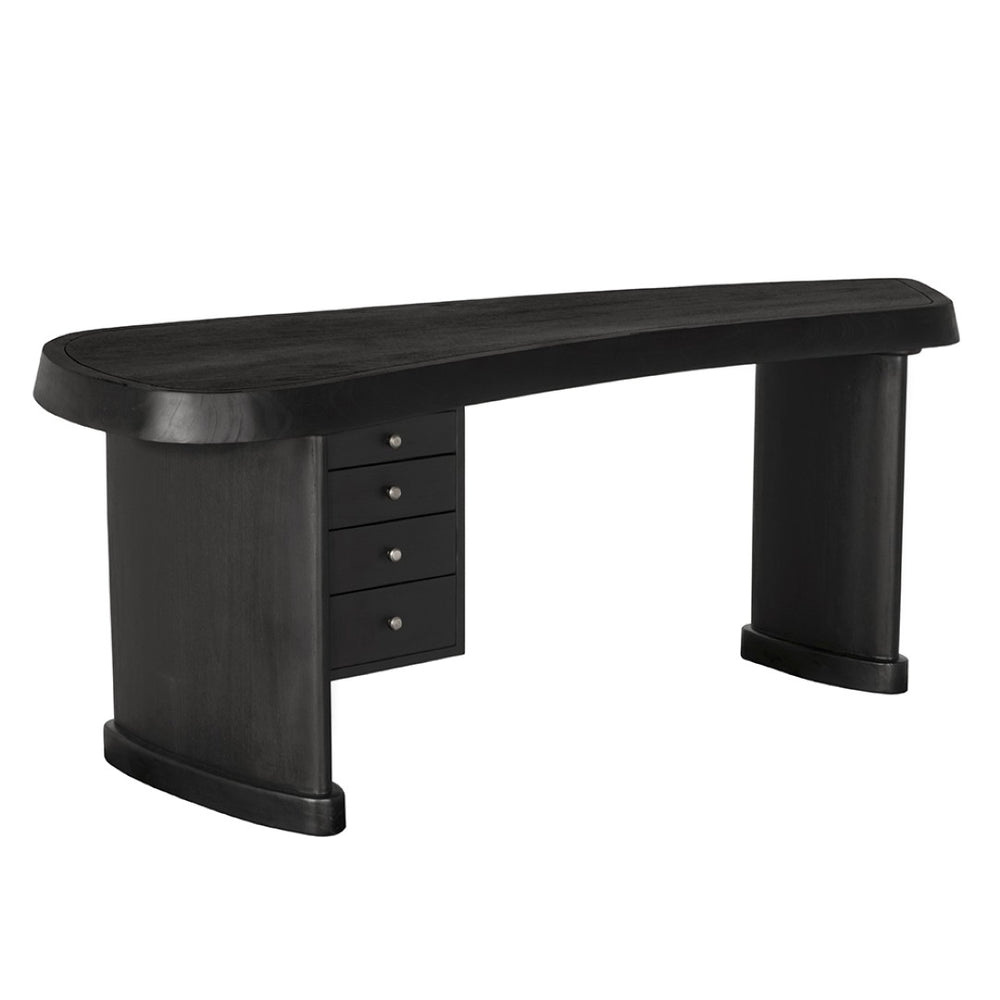 Noir Augustus Desk - Bold Geometric Design with Four Drawers for Clutter-Free Workspace, Charcoal Finish AE-210CHB