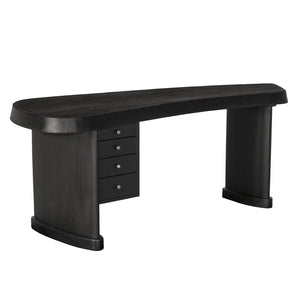 Noir Augustus Desk - Bold Geometric Design with Four Drawers for Clutter-Free Workspace, Charcoal Finish AE-210CHB
