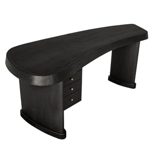 Noir Augustus Desk - Bold Geometric Design with Four Drawers for Clutter-Free Workspace, Charcoal Finish AE-210CHB