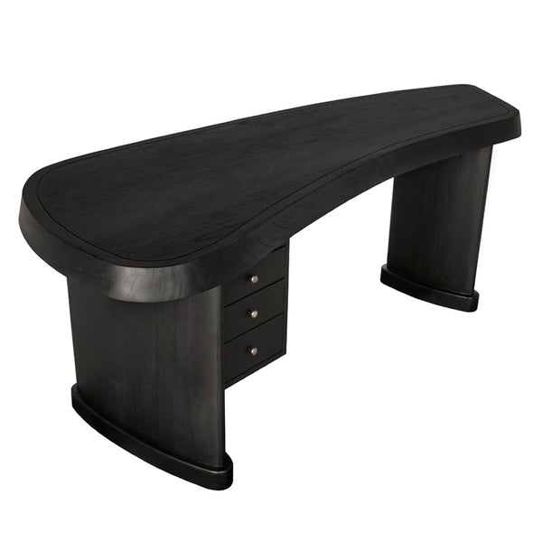 Noir Augustus Desk - Bold Geometric Design with Four Drawers for Clutter-Free Workspace, Charcoal Finish AE-210CHB