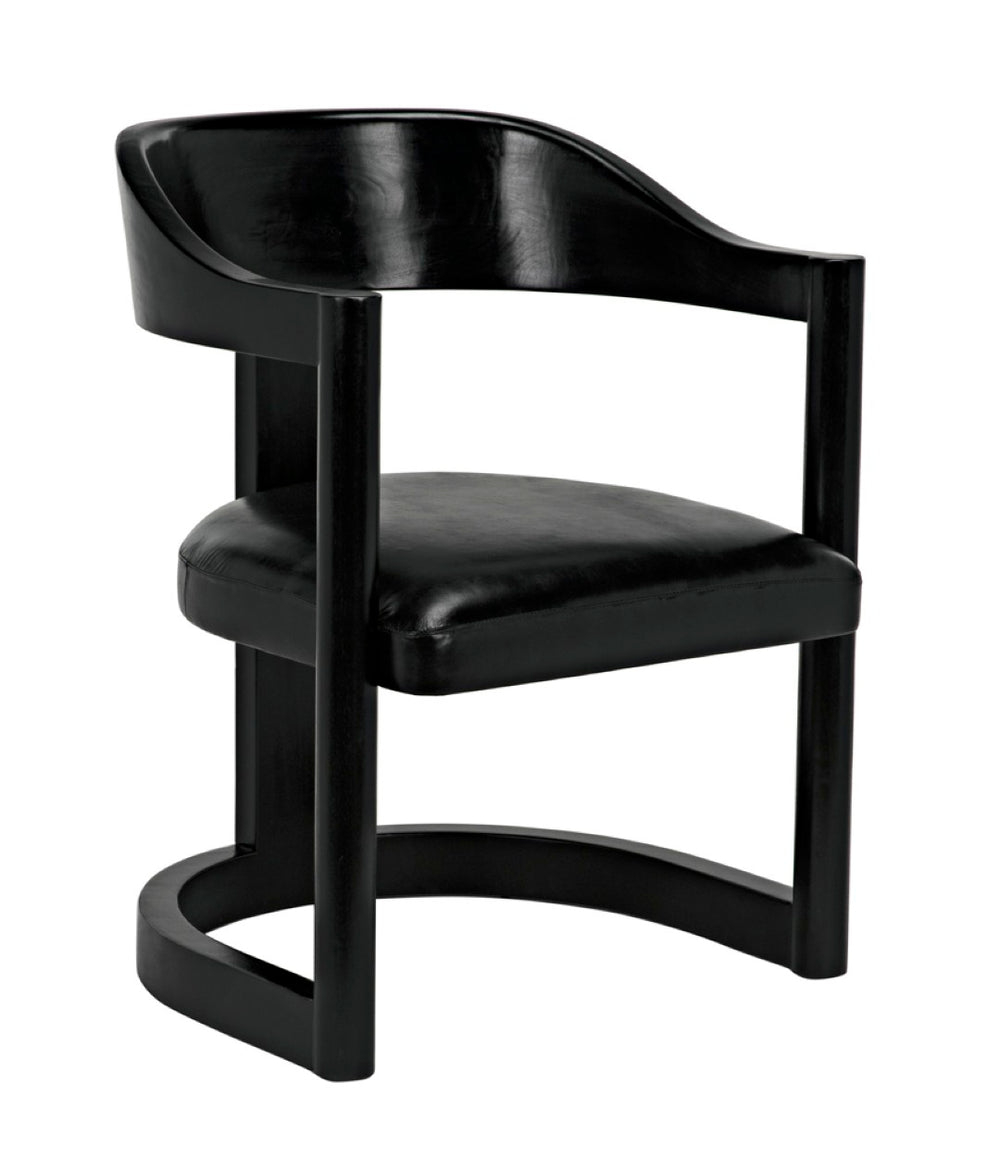Noir Mccormick Chair - Charcoal Black Leather Accent Chair with Modern Design for Stylish Living Spaces AE-211CHB