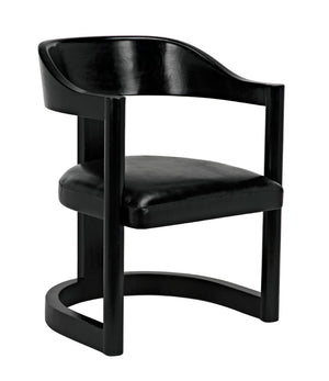 Noir Mccormick Chair - Charcoal Black Leather Accent Chair with Modern Design for Stylish Living Spaces AE-211CHB