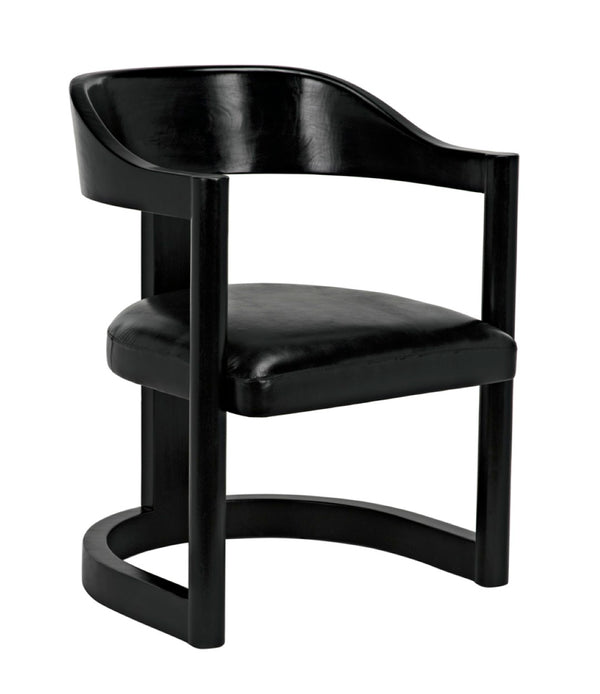 Noir Mccormick Chair - Charcoal Black Leather Accent Chair with Modern Design for Stylish Living Spaces AE-211CHB