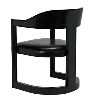 Noir Mccormick Chair - Charcoal Black Leather Accent Chair with Modern Design for Stylish Living Spaces AE-211CHB