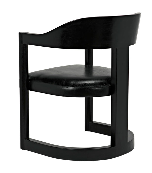 Noir Mccormick Chair - Charcoal Black Leather Accent Chair with Modern Design for Stylish Living Spaces AE-211CHB