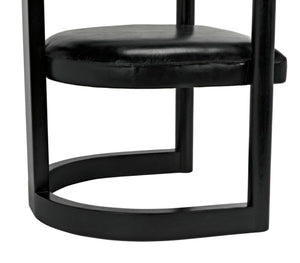 Noir Mccormick Chair - Charcoal Black Leather Accent Chair with Modern Design for Stylish Living Spaces AE-211CHB