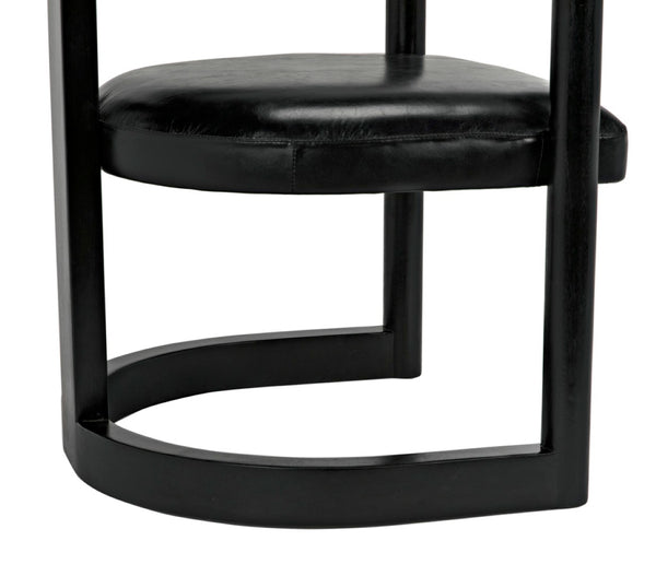 Noir Mccormick Chair - Charcoal Black Leather Accent Chair with Modern Design for Stylish Living Spaces AE-211CHB