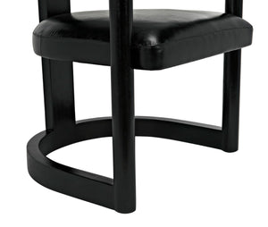 Noir Mccormick Chair - Charcoal Black Leather Accent Chair with Modern Design for Stylish Living Spaces AE-211CHB
