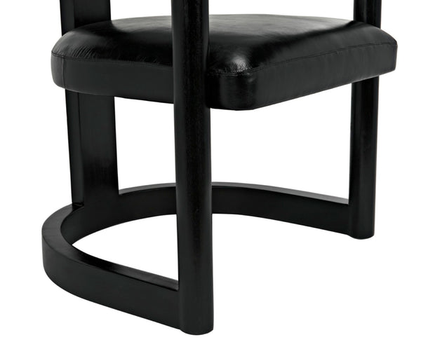 Noir Mccormick Chair - Charcoal Black Leather Accent Chair with Modern Design for Stylish Living Spaces AE-211CHB