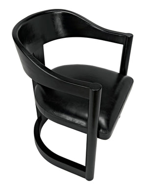 Noir Mccormick Chair - Charcoal Black Leather Accent Chair with Modern Design for Stylish Living Spaces AE-211CHB
