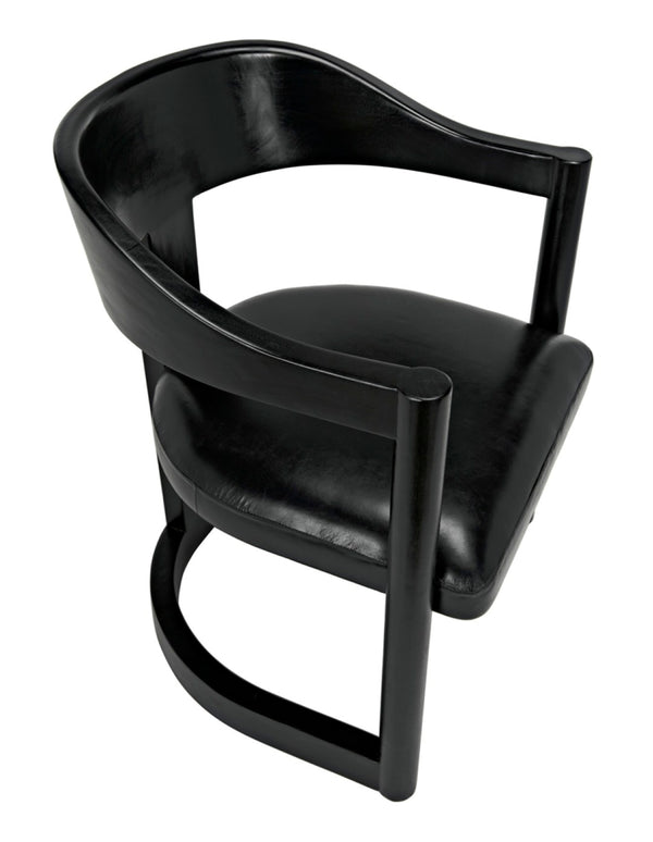 Noir Mccormick Chair - Charcoal Black Leather Accent Chair with Modern Design for Stylish Living Spaces AE-211CHB