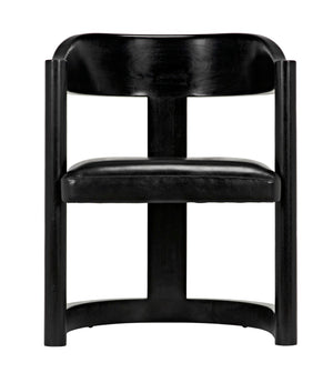 Noir Mccormick Chair - Charcoal Black Leather Accent Chair with Modern Design for Stylish Living Spaces AE-211CHB