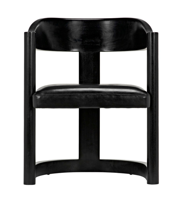 Noir Mccormick Chair - Charcoal Black Leather Accent Chair with Modern Design for Stylish Living Spaces AE-211CHB
