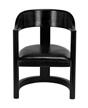 Noir Mccormick Chair - Charcoal Black Leather Accent Chair with Modern Design for Stylish Living Spaces AE-211CHB