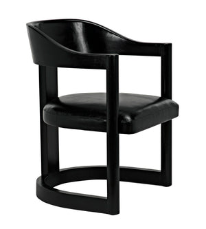 Noir Mccormick Chair - Charcoal Black Leather Accent Chair with Modern Design for Stylish Living Spaces AE-211CHB