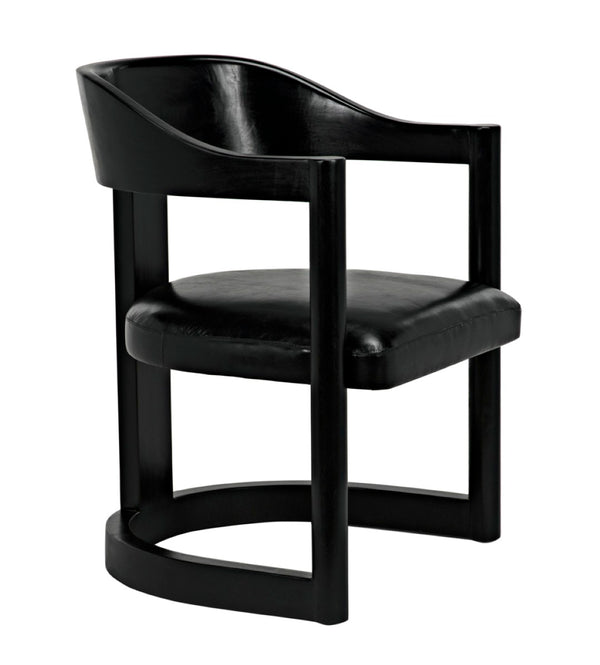 Noir Mccormick Chair - Charcoal Black Leather Accent Chair with Modern Design for Stylish Living Spaces AE-211CHB