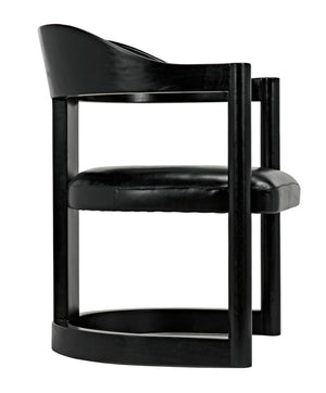 Noir Mccormick Chair - Charcoal Black Leather Accent Chair with Modern Design for Stylish Living Spaces AE-211CHB