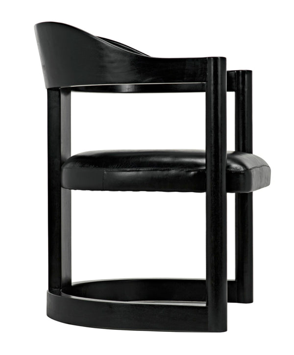 Noir Mccormick Chair - Charcoal Black Leather Accent Chair with Modern Design for Stylish Living Spaces AE-211CHB