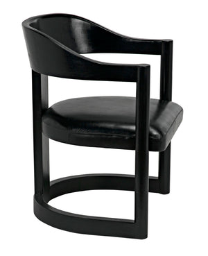 Noir Mccormick Chair - Charcoal Black Leather Accent Chair with Modern Design for Stylish Living Spaces AE-211CHB