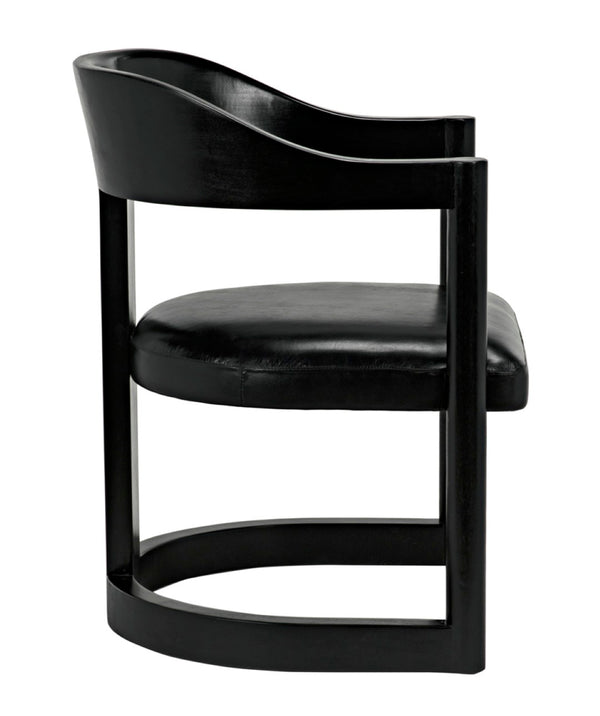 Noir Mccormick Chair - Charcoal Black Leather Accent Chair with Modern Design for Stylish Living Spaces AE-211CHB