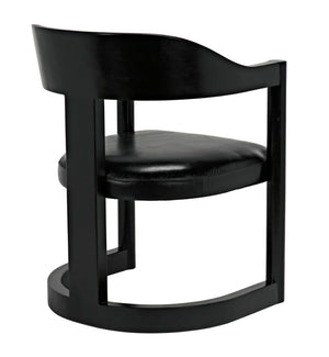 Noir Mccormick Chair - Charcoal Black Leather Accent Chair with Modern Design for Stylish Living Spaces AE-211CHB