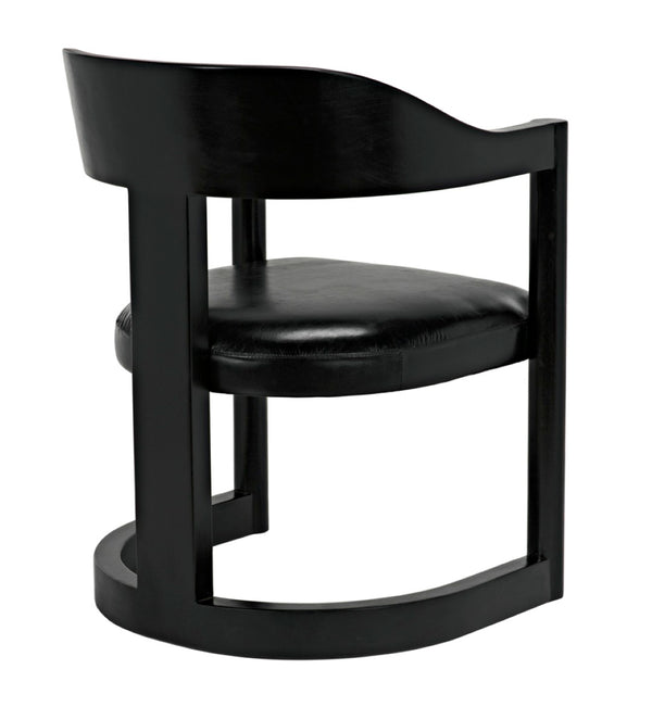 Noir Mccormick Chair - Charcoal Black Leather Accent Chair with Modern Design for Stylish Living Spaces AE-211CHB